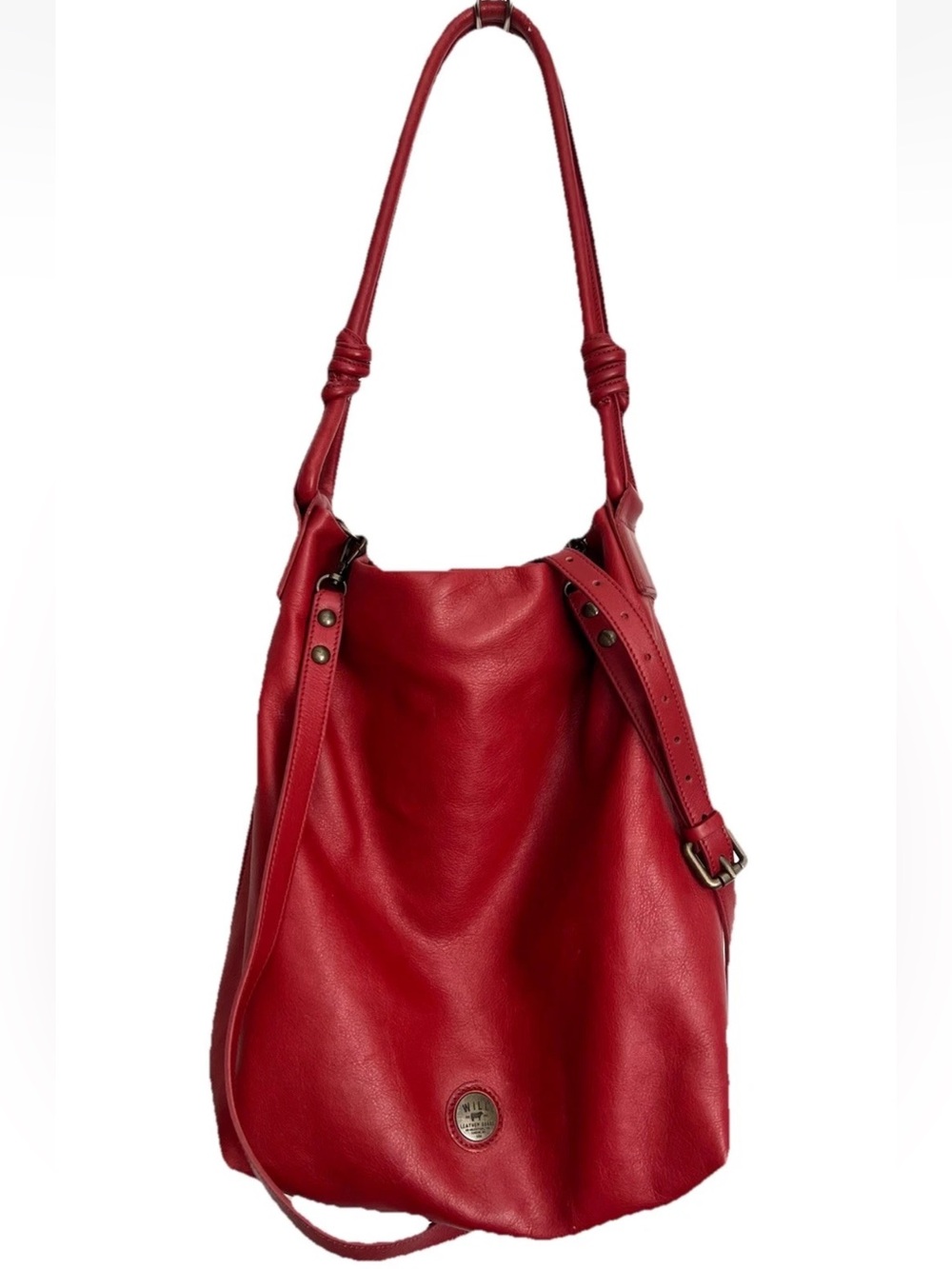 WILL Leather Goods Florence Hobo Red Large Crossbody Shoulder Bag Purse